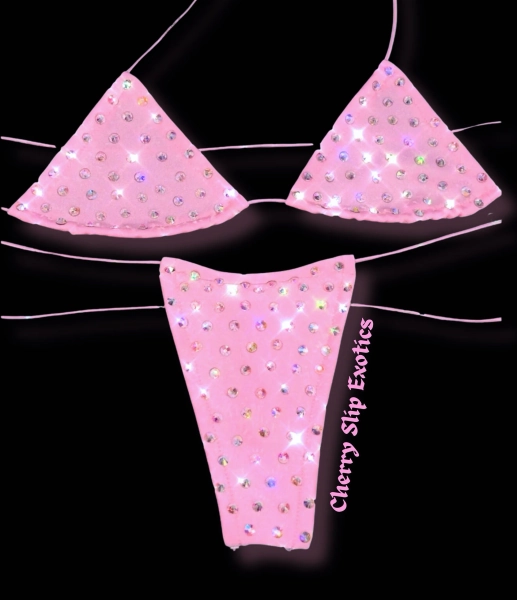 Rhinestoned Microkini- Exotic Dancewear, Stripper Outfit, Micro Bikini