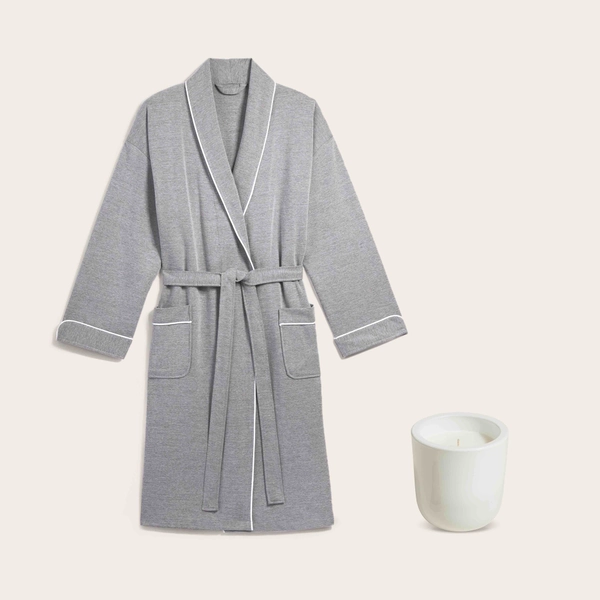 Cotton Bathrobe & Candle Set