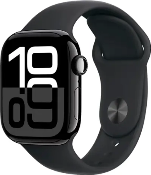 Apple Watch Series 10 (GPS+Cellular) 42mm Aluminum Case with Black Sport Band - S/M - Jet Black - (2024)