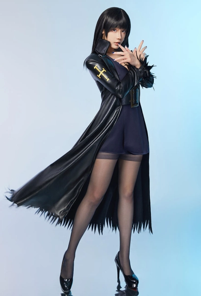 OP Nico Robin Cosplay Costume Dress and Coat with Stockings and Belt