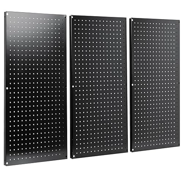 VIVO Steel Wall Mounted 48 x 32 inch Pegboard (3 Panels), Office Accessory Organizer, Horizontal or Vertical Magnetic Peg Board, Black, PP-WM48B