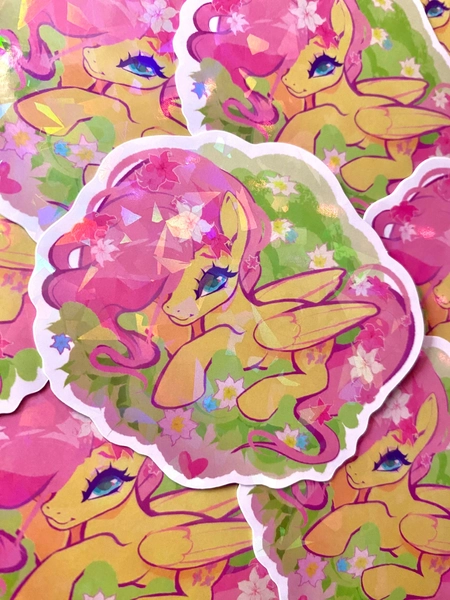3 x 3 Holographic Fluttershy Pony Sticker