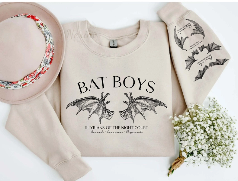 The Bat Boys Sleeve Printed Shirt, Retro Bat Boys Crew Shirt, Vintage Acotar Shirt, Bookish Shirt, The Bat Boys Fan Club, Gift For Him