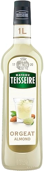 Sirop d'Orgeat (Amande) Mathieu Teisseire, pour boissons au café chaudes ou froides, cocktails, bouteille de 1L