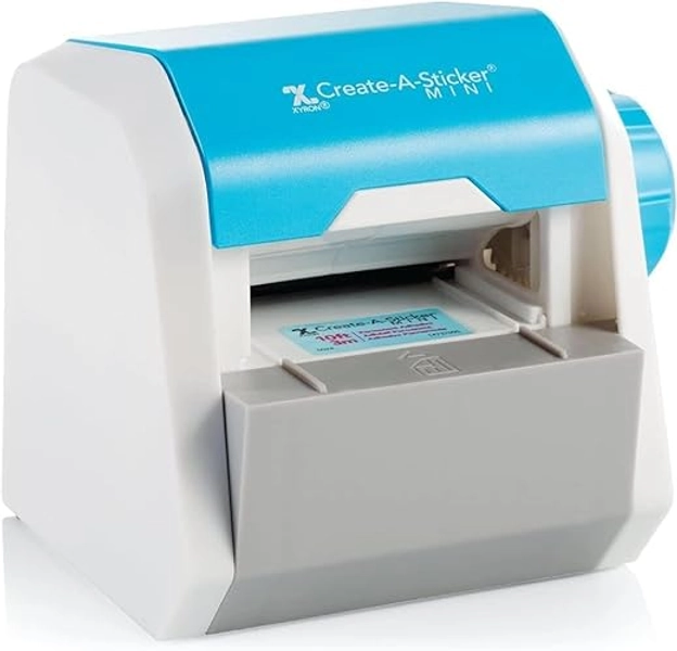 Xyron Create-A-Sticker, Mini, 2.5” Sticker and Label Maker Machine, Portable, Includes Permanent Adhesive, Pre-Loaded (XRN250-CFTEN)