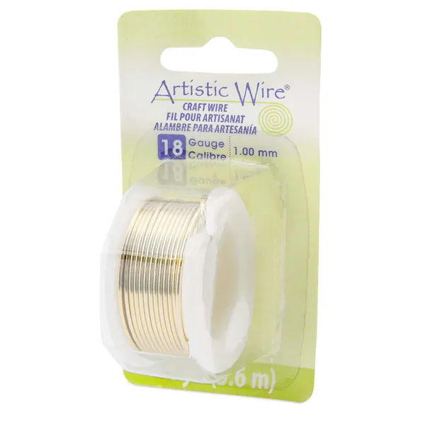 Artistic Wire, 18 Gauge / 1.0 mm Tarnish Resistant Brass Craft Wire, Gold Color, 4 yd / 3.6 m