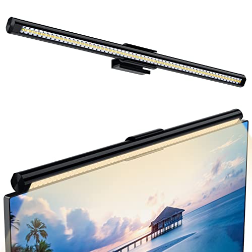 CURUK Monitor Light Bar, RGB Monitor Light Screen Light Bar, Dual Light USB Powered Monitor Lamp, LED Computer Light, No Glare, Touch Control, 5-Color Mode, PC Desk Lamps for Home Office