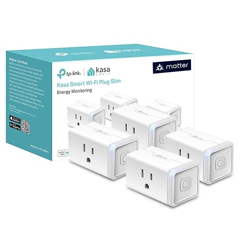 Kasa Matter Smart Plug w/ Energy Monitoring, Compact Design, 15A/1800W Max, Super Easy Setup, Works with Apple Home, Alexa & Google Home, UL Certified, 2.4G Wi-Fi Only, White, KP125M (4-Pack) - 4-Pack