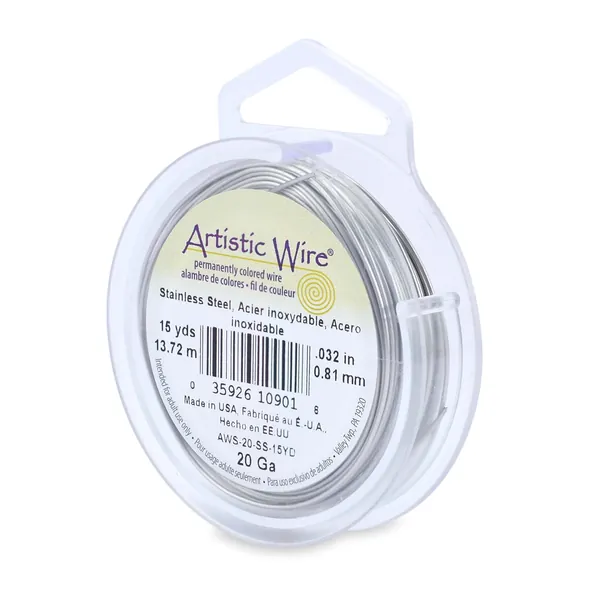 Artistic Wire 20 Gauge / .81 mm Stainless Steel Craft Wire, 15 yd / 13.7 m