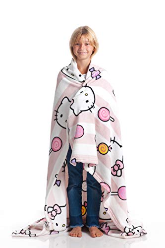 Kanguru Plaid Hello Kitty, Super Soft, Cozy, Fluffy, Warm, Throw Fleece Blanket Microfiber for Sofa, Bedroom, Couch, Travel, Kids, Colour Blue, Size 130 x 170 cm, Polyester, Multicolour - 130 x170 cm - Hello Kitty