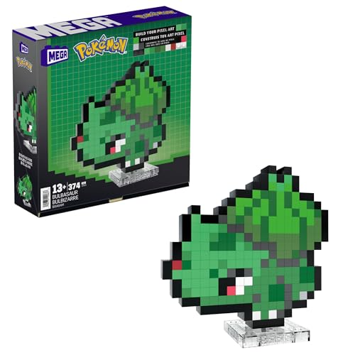 MEGA Pokemon Action Figure Building Set, Bulbasaur with 374 Pieces and Pixel Retro Style, for Table or Wall Decor, Build & Display Toy for Collectors