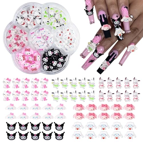 70PCs Nail Charms, Kawaii Nail Charms Slime Charms 3D Nail Art Charms Flatback Resin Charms for DIY Nail Art Decorations Supplies