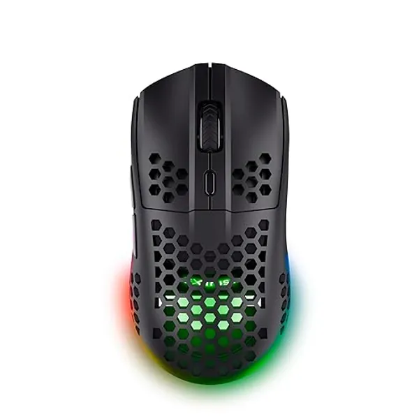 Trust Gaming GXT 929 Helox Kabellose Gaming Maus, Ultraleichte Maus 75g, 80h Dauerbetrieb, 2,4-GHz-Mikro-USB-Empfänger, Einstellbare DPI (800-4800), 6 Programmierbare Tasten, Gaming PC MMO - Schwarz - Helox - kabellose - 4800 DPI - Schwarz