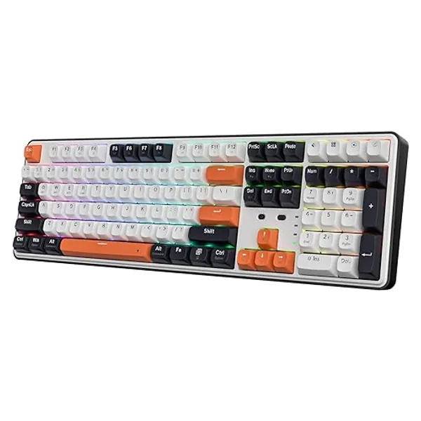 Redragon K689 PRO Kabellose RGB-Gaming-Tastatur, 104 Tasten + 4 zusätzliche Hotkeys, mechanische Tastatur mit Hot-Swap-Sockel, 3-lagiger Geräuschdämpfung, runden PBT-Tastenkappen, linearen Schalter - Kabellos - Minze Mambo Schalter