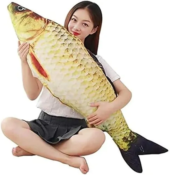 80 cm Stofftier Fisch Plüschkissen, niedliches weiches Kissen, Karpfen-Plüschtier, Geschenke, Anime, Fisch, Kawaii, weiches Kissen, Überwurfkissen für Heimdekoration, Kindergeschenk (80 cm)