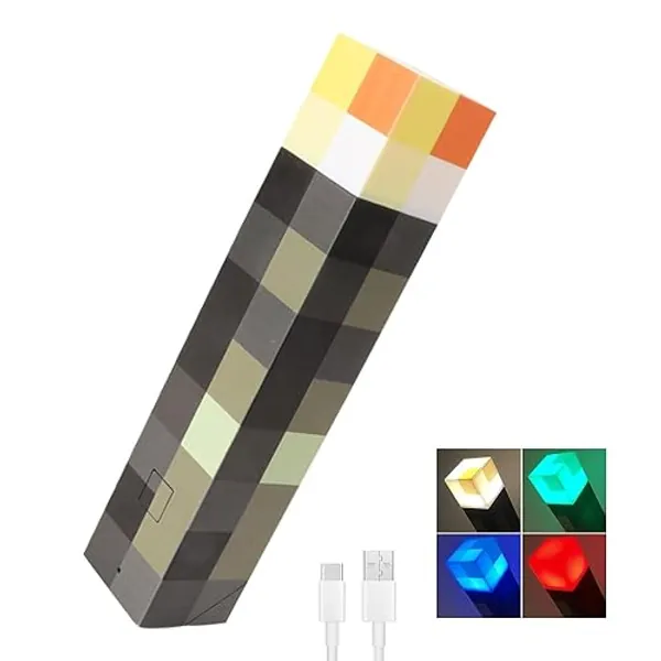 AVCXEC Wall Fackel Nachtlicht, 4 Farben 28cm 3D Lampe Fackel Wandlampe, USB Wiederaufladbar Nachtlampe Kinder, Hand/Wandhalterung Nachttischlampe, Kinder Spielzeug Nacht Lamp
