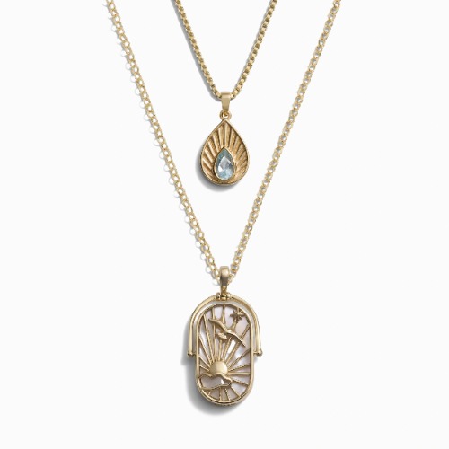 Elemental Aura Necklace Set - 14K Yellow Gold Vermeil / Blue Swiss Topaz / Air