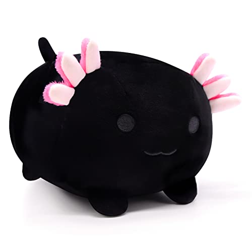 MUFEIRUO Kawaii Axolotl Plush Toy, Soft Stuffed Animal Pillow for Kids, Cute Home Decoration & Birthday Gift - Black Axolotl - 7IN