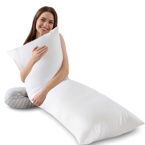 WhatsBedding Full Body Pillow Insert - Body Pillows for Adults - Breathable Long Side Pillow for Sleeping (20×54 inch) - White - White 20×54 (Pillow Insert Only)