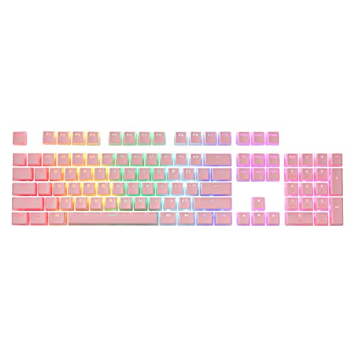 Redragon A130 Pink Pudding Keycaps, 104 Keys Standard Doubleshot PBT Keycap Set w/Translucent Layer for Mechanical Keyboard, OEM Profile, English (US) ANSI Layout - Pink