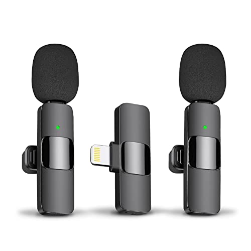 MAYBESTA Professional Wireless Lavalier Lapel Microphone for iPhone, iPad - Cordless Omnidirectional Condenser Recording Mic for Interview Video Podcast Vlog YouTube - Black