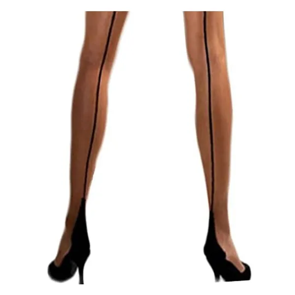 
                            Yummy Bee - Silky Black Sheer Tights Women - Seamed Tights - Back Seam Cuban Heel - Plus Size 4-14
                        