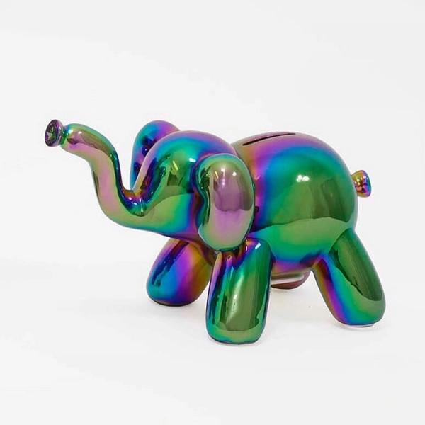 Baby Elephant Balloon Money Bank w/ Personalization - RAINBOW
