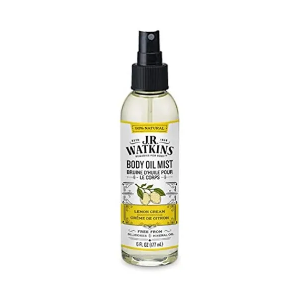 
                            J.R. Watkins Lemon Cream Natural Hydrating Body Oil Mist, Moisturizing Body Oil Spray for Glowing Skin, USA Made and Cruelty Free, 177 Milliliters
                        