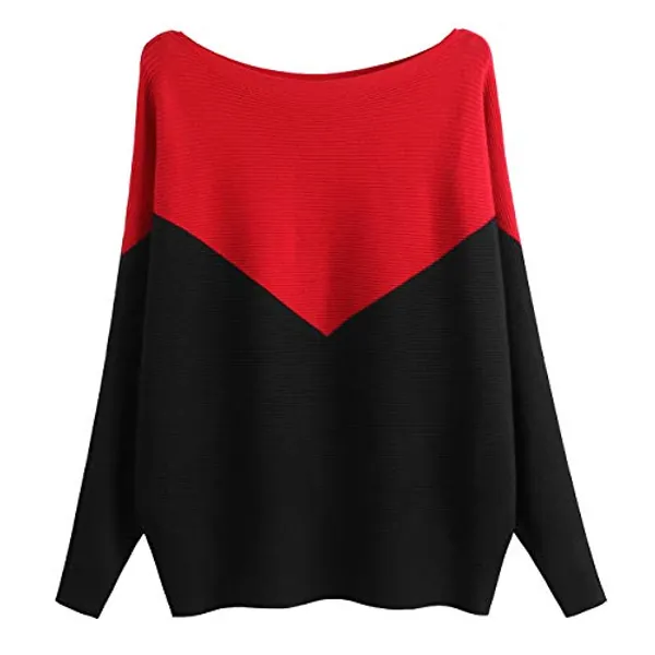 GABERLY Boat Neck Batwing Sleeves Dolman Knitted Sweaters and Pullovers Tops for Women