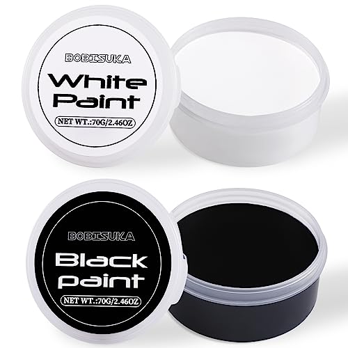 BOBISUKA Halloween Black and White Face Body Paint Oil Based Face Painting Kit for Adult Non Toxic Large Capacity Facepaint for Cosplay Clown Skeleton Vampire Special Effects Makeup - SET 01