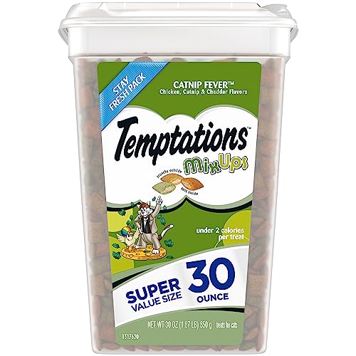 Temptations MIXUPS Crunchy and Soft Cat Treats Catnip Fever Flavor, 30 oz. Tub - 30 Ounce (Pack of 1)