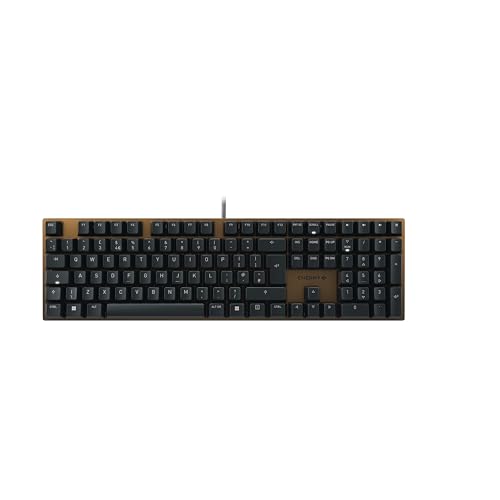 CHERRY KC 200 MX, mechanical office keyboard, British layout (QWERTY), elegant design with anodized metal plate, wired, MX2A SILENT RED switches, Black/Bronze - British layout - QWERTY - Black - MX2A SILENT RED Switches