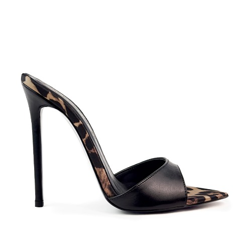 sabot pelle nera/ raso maculato – COD. 50816