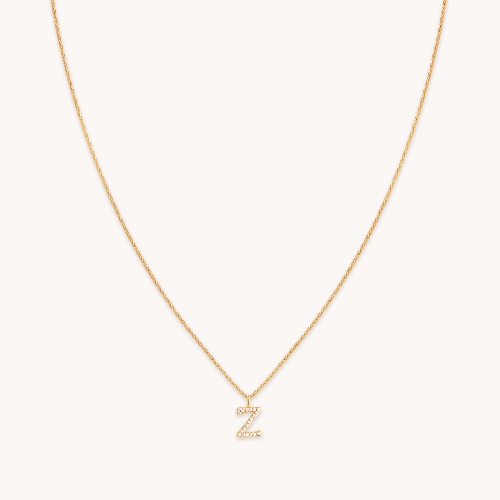 Z Initial Pavé Pendant Necklace in Gold | Default Title