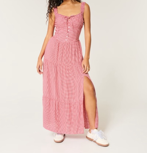 Hollister Sofia Side-Smocked Maxi Dress