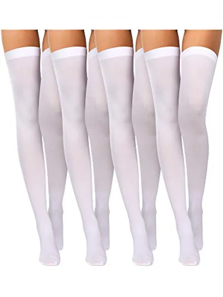 Boao 4 Pairs Women's Silk Thigh High Stockings Nylon Socks for Women Halloween Cosplay Costume Party Tights Accessory
