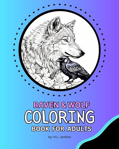 Raven & Wolf Coloring Book for Adults