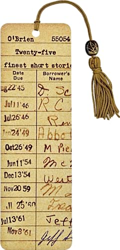 Vintage Library Card Beaded Bookmark