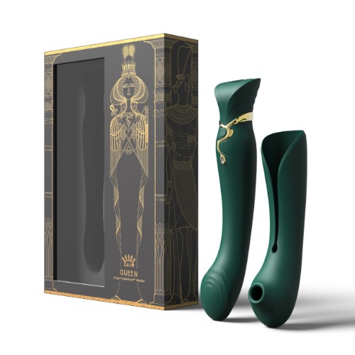 Queen Set G-spot PulseWave Vibrator with Suction Sleeve | Jewel Green