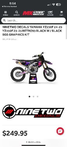 Ninetwo Decals Yamaha YZ250F 24-25 YZ450F 23-25 Retro93 Black w/ Black BGS Graphics Kit at MXstore