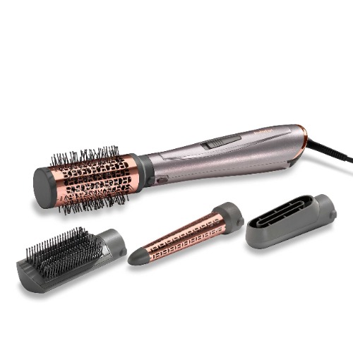 BaByliss 1000 Air Styler | Adjustable 2 Heats + Cool Setting | Ionic Technology For Frizz Free Hair | FREE Conical Curling, Volumizing & Precise Drying Attachment With Heat Pouch | AS136SDE (Grey)