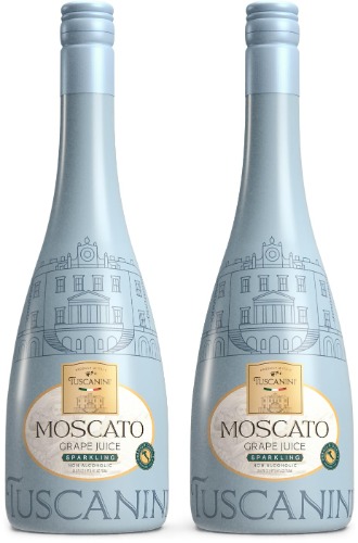 Tuscanini Sparkling Moscato Grape Juice, 25.3 oz, Italian Moscato Alcohol-free, Elegant Champagne Bottle, Imported from Italy, Great for Cocktails 25.3 Ounce (Pack of 2)