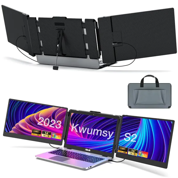 FLYTOCCA 14'' Laptop Screen Extender, Portable Monitor Laptop Monitor, 1080P FHD Laptop Monitor Extender, Plug and Play No Driver, for 13”-17.3” Laptop, Supports Wins/Mac/Android/Switch