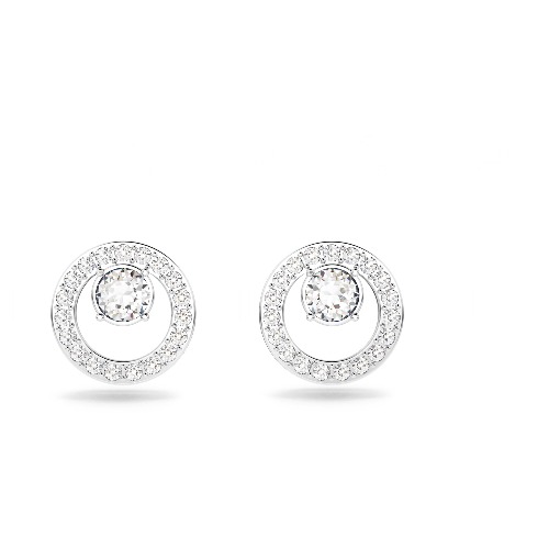 Swarovski Creativity Circle Necklace, Earrings, and Bracelet Jewelry Collection, Clear Crystals - White Rhodium plated