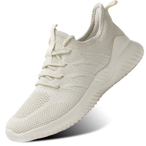 KEEZMZ Womens Ladies Walking Running Shoes Slip On Lightweight Casual Tennis Sneakers Clothes Shoes - 40 EU - Beige