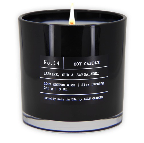 Lulu Candles | Jasmine, Oud & Sandalwood | Luxury Scented Soy Jar Candle | Hand Poured in The USA | Highly Scented & Long Lasting- 9 Oz. NO LID - 9 Oz. - Jasmine, Oud & Sandalwood