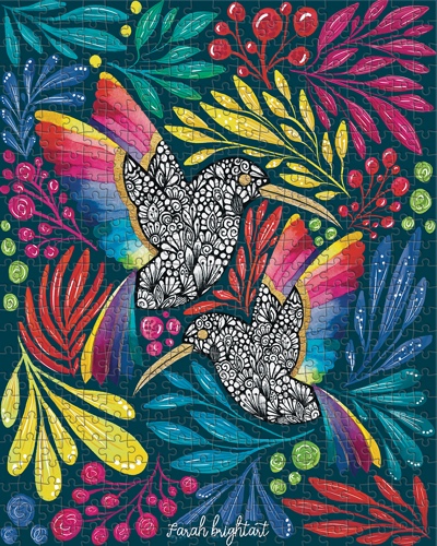 Hummingbird in a Rainbow Garden by Farah Brightart | Default Title