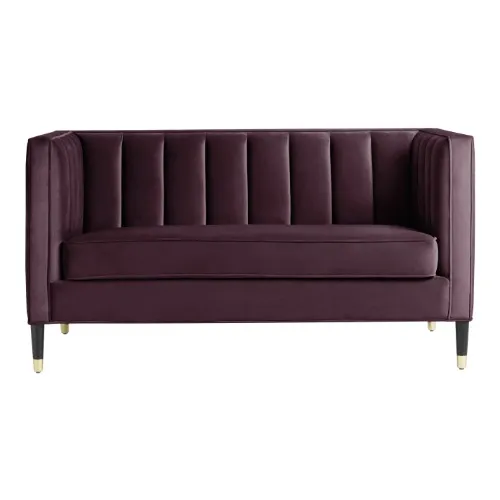 Camel Pile Velvet Leanna Channel Tufted Velvet Loveseat