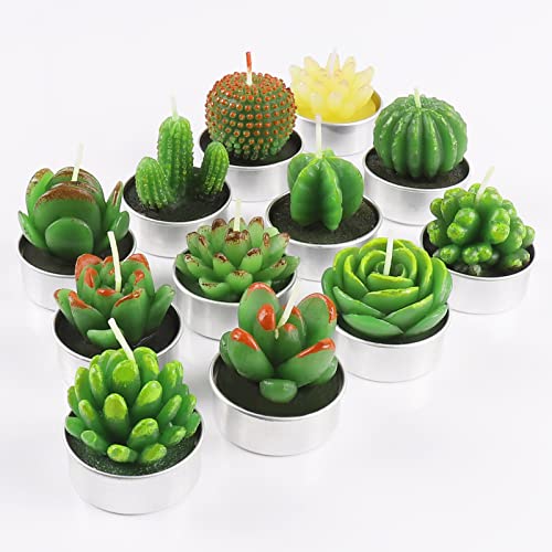 12-Pack Cactus Succulent Tea Light Candles