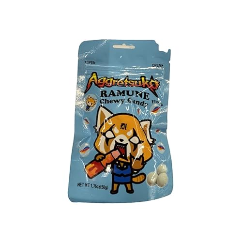 Aggretsuko Chewy Candy Ramune (1.76oz). Online streaming show "Aggretsuko" themed ramune flavored round gummy candies. (TCS-15 R-4) - Pack of 1